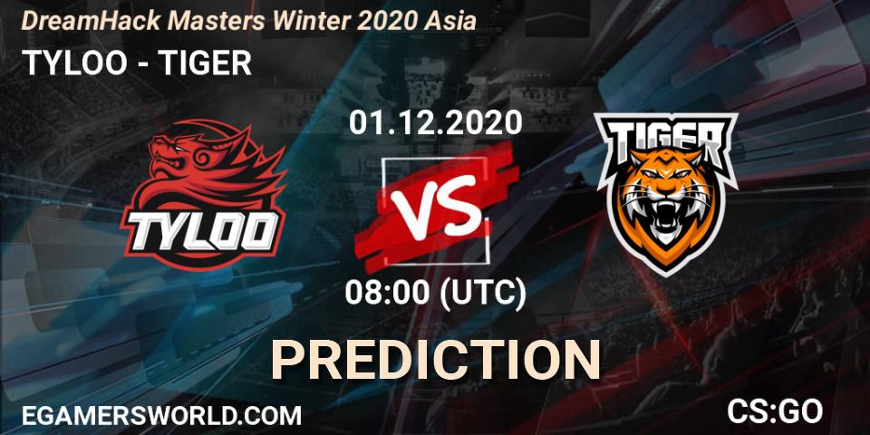 TYLOO - TIGER: прогноз. 01.12.2020 at 08:00, Counter-Strike (CS2), DreamHack Masters Winter 2020 Asia