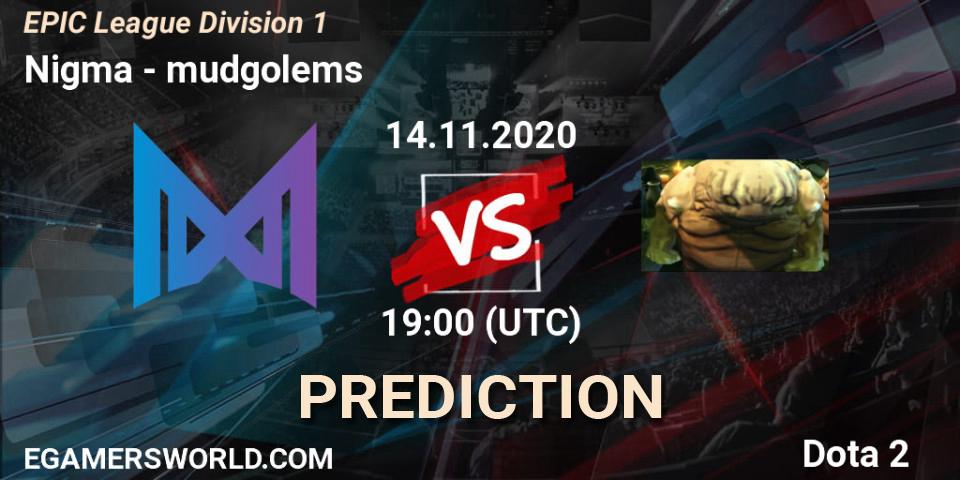 Nigma - mudgolems: прогноз. 14.11.2020 at 19:00, Dota 2, EPIC League Division 1