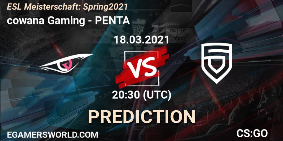 cowana Gaming - PENTA: прогноз. 18.03.2021 at 20:30, Counter-Strike (CS2), ESL Meisterschaft: Spring 2021