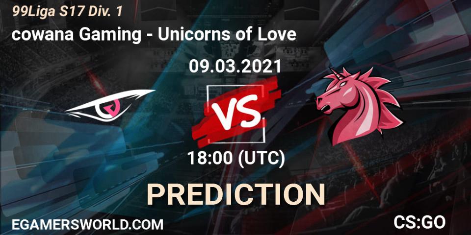 cowana Gaming - Unicorns of Love: прогноз. 09.03.2021 at 18:00, Counter-Strike (CS2), 99Liga S17 Div. 1