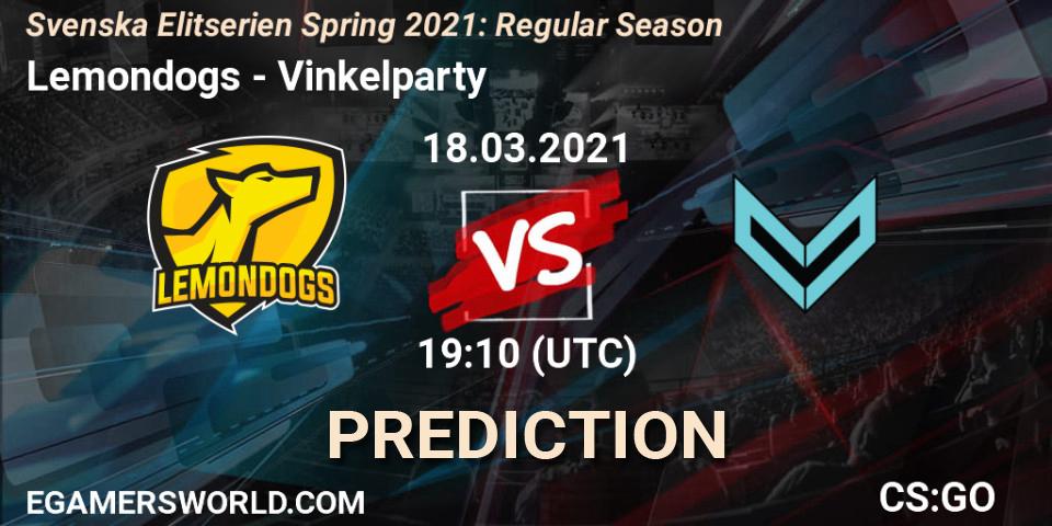 Lemondogs - Vinkelparty: прогноз. 18.03.2021 at 19:10, Counter-Strike (CS2), Svenska Elitserien Spring 2021: Regular Season