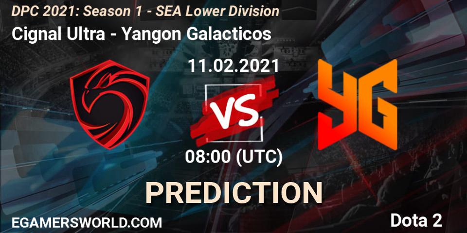 Cignal Ultra - Yangon Galacticos: прогноз. 11.02.2021 at 07:12, Dota 2, DPC 2021: Season 1 - SEA Lower Division