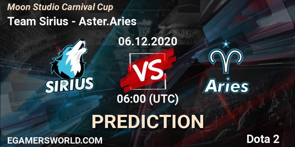 Team Sirius - Aster.Aries: прогноз. 06.12.2020 at 06:15, Dota 2, Moon Studio Carnival Cup
