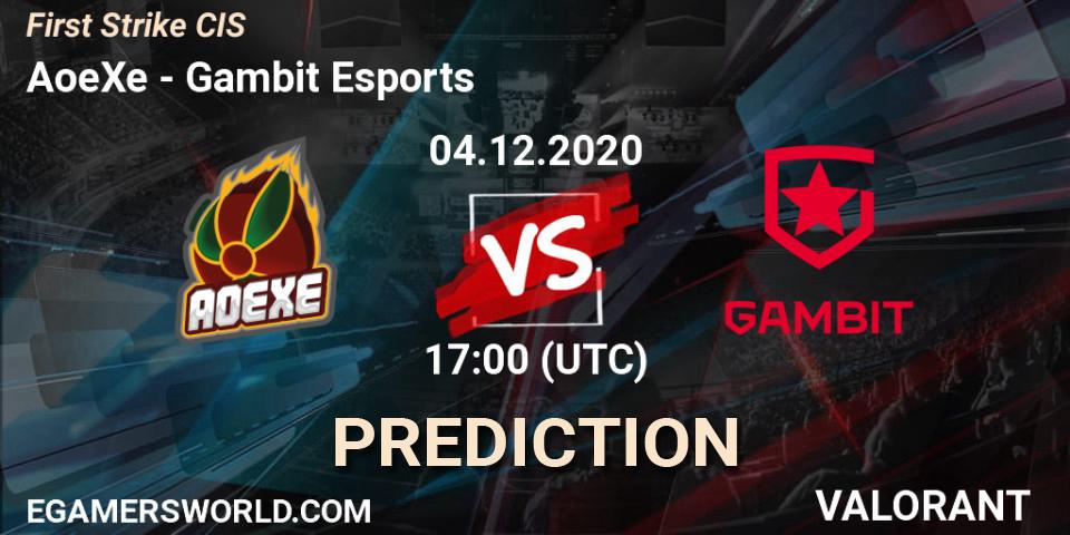 AoeXe - Gambit Esports: прогноз. 04.12.2020 at 17:00, VALORANT, First Strike CIS