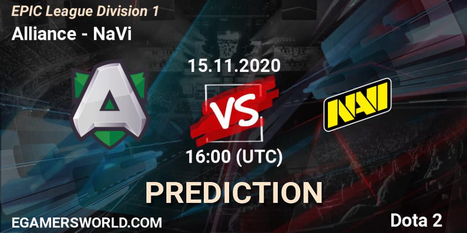 Alliance - NaVi: прогноз. 15.11.2020 at 16:03, Dota 2, EPIC League Division 1