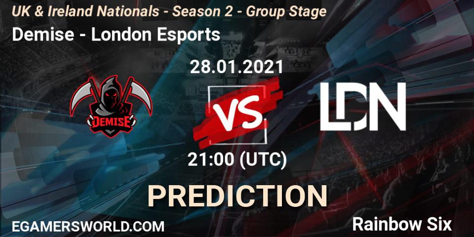 Demise - London Esports: прогноз. 28.01.2021 at 21:00, Rainbow Six, UK & Ireland Nationals - Season 2 - Group Stage