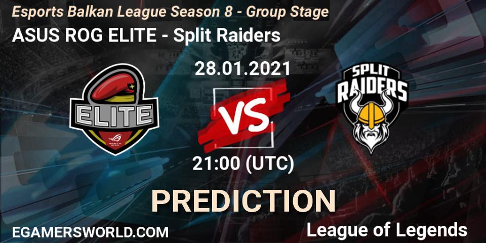 ASUS ROG ELITE - Split Raiders: прогноз. 28.01.2021 at 21:35, LoL, Esports Balkan League Season 8 - Group Stage