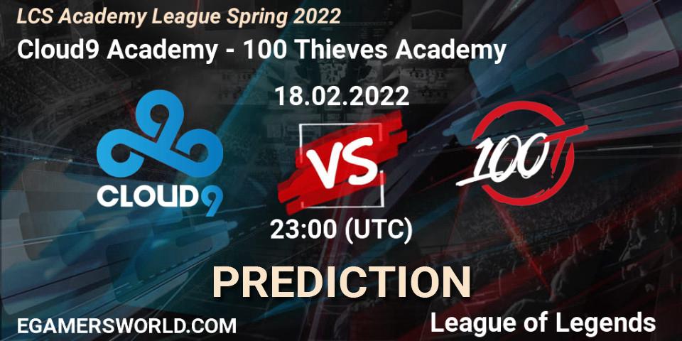 Cloud9 Academy - 100 Thieves Academy: прогноз. 18.02.22, LoL, LCS Academy League Spring 2022