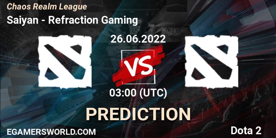 Saiyan - Refraction Gaming: прогноз. 26.06.2022 at 03:24, Dota 2, Chaos Realm League 