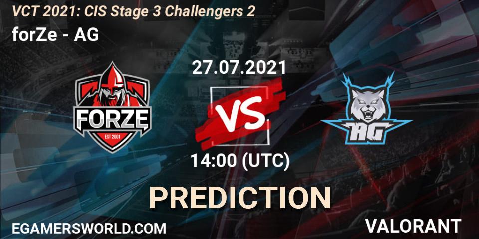 forZe - AG: прогноз. 27.07.2021 at 14:00, VALORANT, VCT 2021: CIS Stage 3 Challengers 2