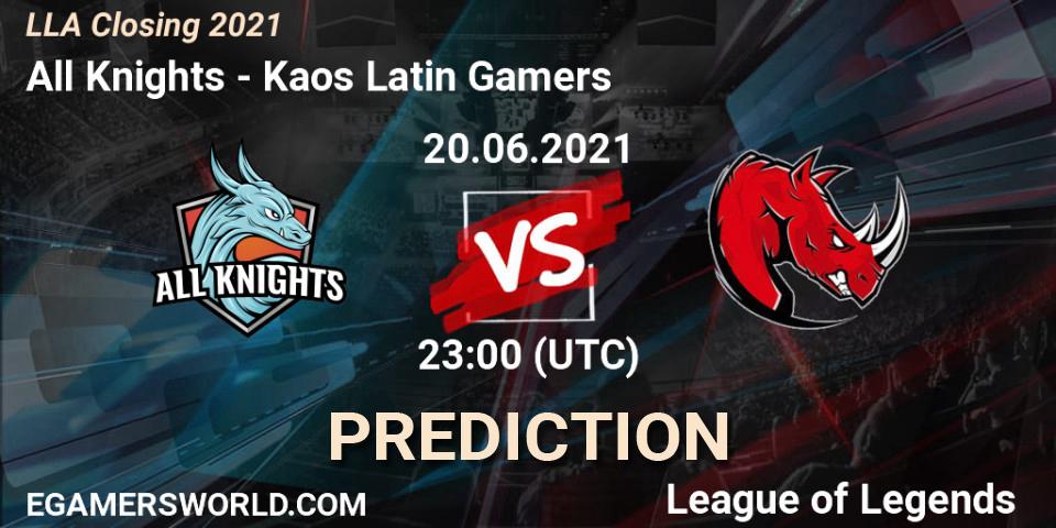 All Knights - Kaos Latin Gamers: прогноз. 20.06.2021 at 23:00, LoL, LLA Closing 2021