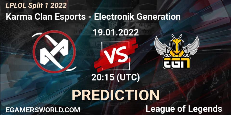Karma Clan Esports - Electronik Generation: прогноз. 19.01.2022 at 20:00, LoL, LPLOL Split 1 2022