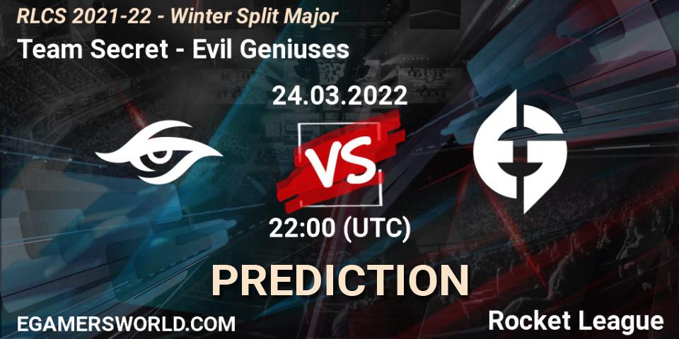 Team Secret - Evil Geniuses: прогноз. 24.03.2022 at 22:00, Rocket League, RLCS 2021-22 - Winter Split Major