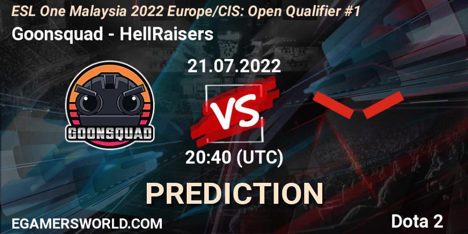 Goonsquad - HellRaisers: прогноз. 21.07.2022 at 20:40, Dota 2, ESL One Malaysia 2022 Europe/CIS: Open Qualifier #1