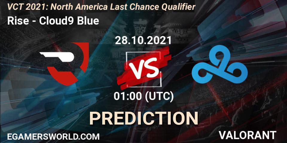 Rise - Cloud9 Blue: прогноз. 28.10.2021 at 19:00, VALORANT, VCT 2021: North America Last Chance Qualifier