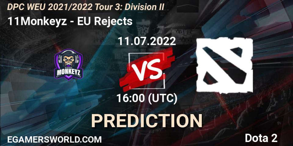 11Monkeyz - EU Rejects: прогноз. 11.07.2022 at 15:55, Dota 2, DPC WEU 2021/2022 Tour 3: Division II