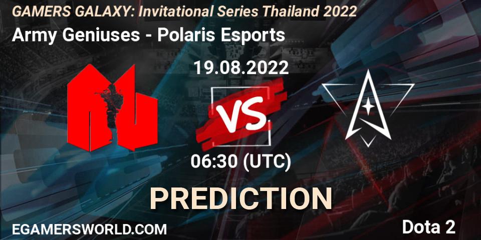 Army Geniuses - Polaris Esports: прогноз. 19.08.2022 at 07:00, Dota 2, GAMERS GALAXY: Invitational Series Thailand 2022
