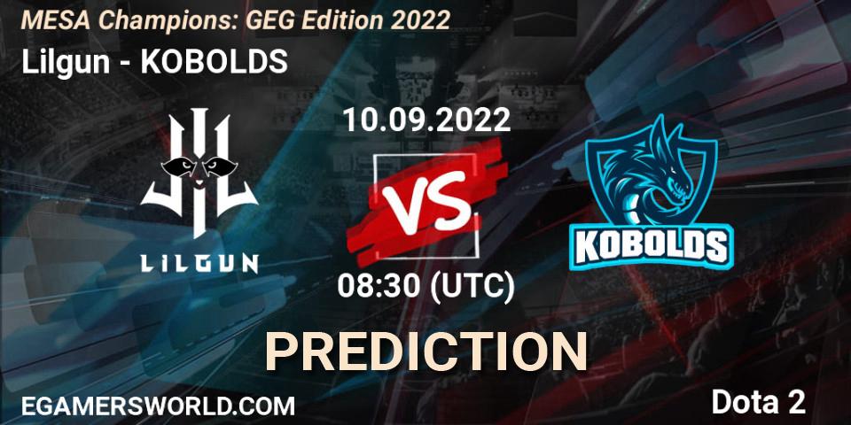 Lilgun - KOBOLDS: прогноз. 10.09.2022 at 08:42, Dota 2, MESA Champions: GEG Edition 2022