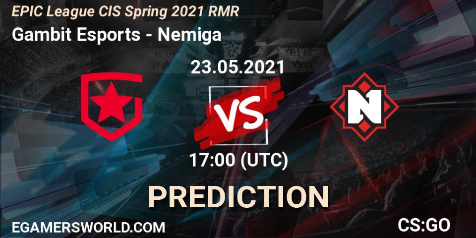 Gambit Esports - Nemiga: прогноз. 23.05.2021 at 17:00, Counter-Strike (CS2), EPIC League CIS Spring 2021 RMR