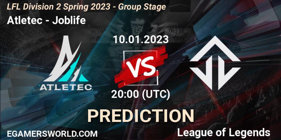 Atletec - Joblife: прогноз. 10.01.2023 at 20:00, LoL, LFL Division 2 Spring 2023 - Group Stage