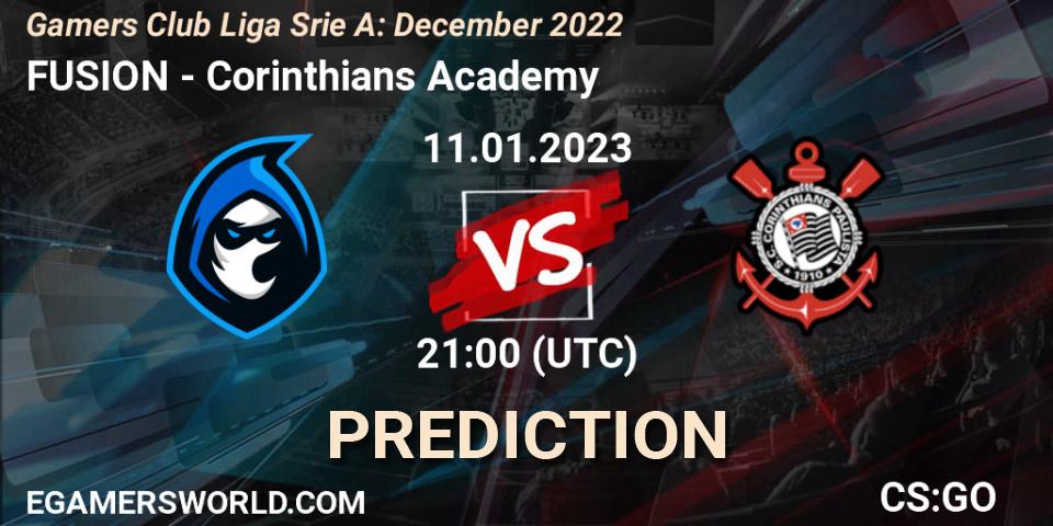 FUSION - Corinthians Academy: прогноз. 11.01.23, CS2 (CS:GO), Gamers Club Liga Série A: December 2022