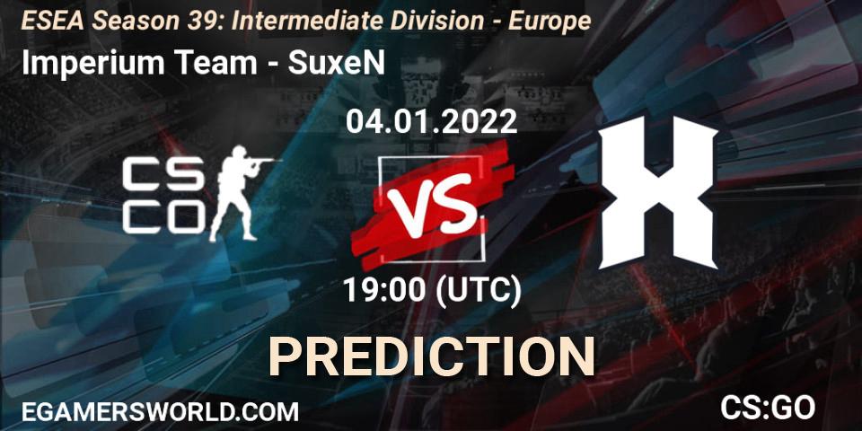 Imperium Team - SuxeN: прогноз. 04.01.2022 at 19:00, Counter-Strike (CS2), ESEA Season 39: Intermediate Division - Europe