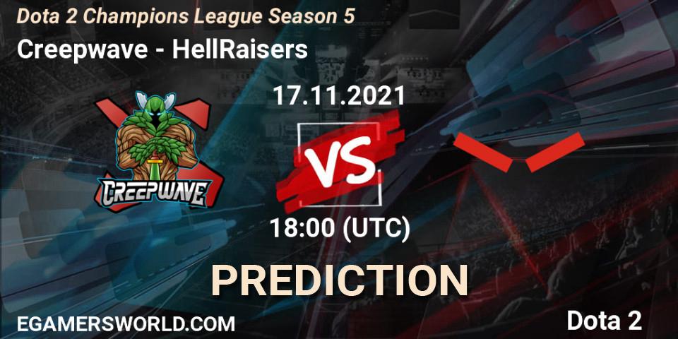 Creepwave - HellRaisers: прогноз. 17.11.2021 at 18:00, Dota 2, Dota 2 Champions League 2021 Season 5