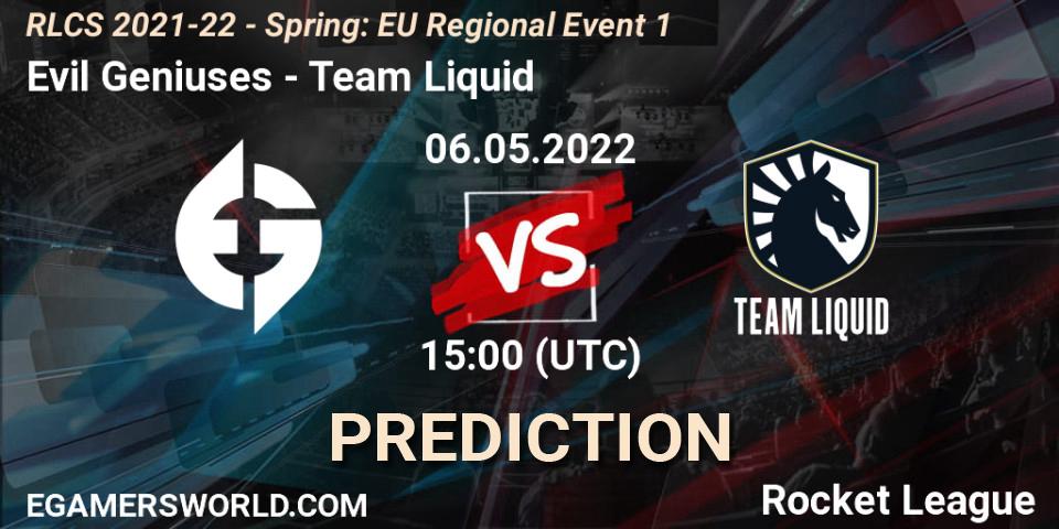 Evil Geniuses - Team Liquid: прогноз. 06.05.2022 at 15:00, Rocket League, RLCS 2021-22 - Spring: EU Regional Event 1