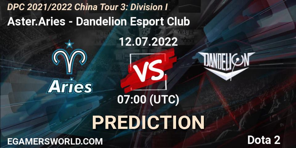 Aster.Aries - Dandelion Esport Club: прогноз. 12.07.2022 at 07:52, Dota 2, DPC 2021/2022 China Tour 3: Division I