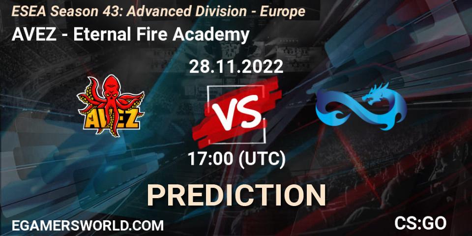 AVEZ - Eternal Fire Academy: прогноз. 28.11.22, CS2 (CS:GO), ESEA Season 43: Advanced Division - Europe