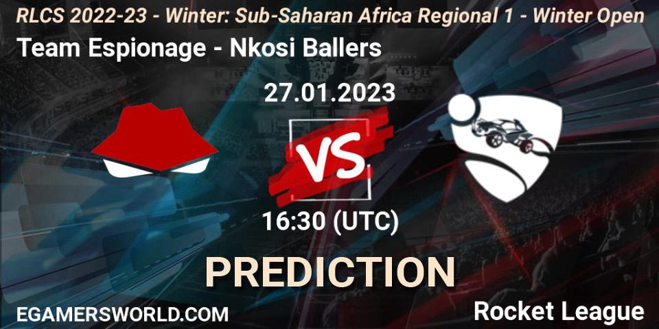 Team Espionage - Nkosi Ballers: прогноз. 27.01.2023 at 16:30, Rocket League, RLCS 2022-23 - Winter: Sub-Saharan Africa Regional 1 - Winter Open