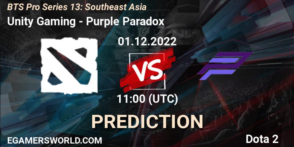 Unity Gaming - Purple Paradox: прогноз. 01.12.22, Dota 2, BTS Pro Series 13: Southeast Asia