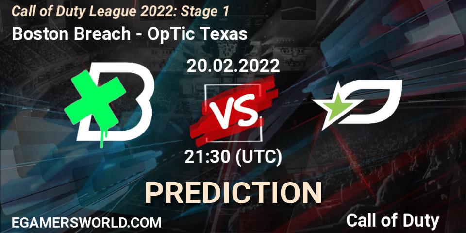 Boston Breach - OpTic Texas: прогноз. 20.02.2022 at 21:30, Call of Duty, Call of Duty League 2022: Stage 1