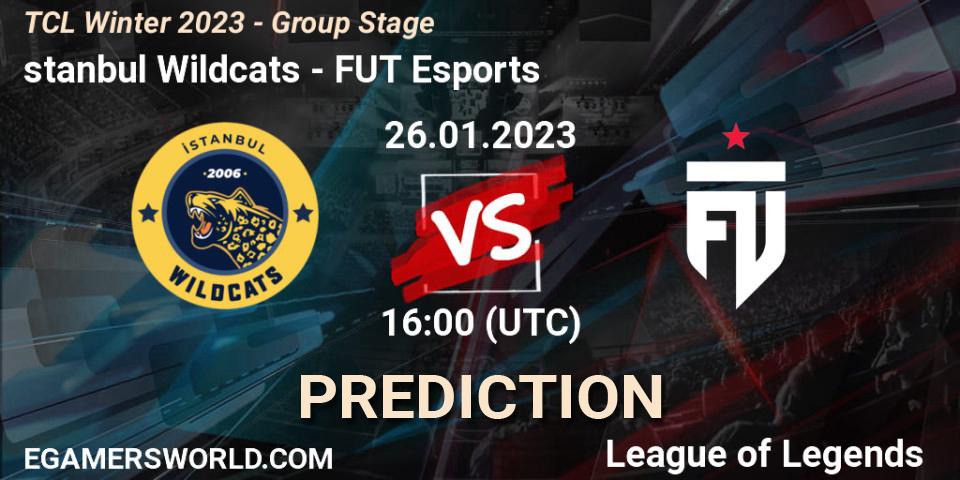İstanbul Wildcats - FUT Esports: прогноз. 26.01.2023 at 16:00, LoL, TCL Winter 2023 - Group Stage