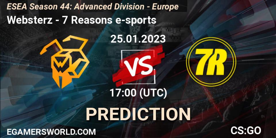 Websterz - 7 Reasons e-sports: прогноз. 01.02.23, CS2 (CS:GO), ESEA Season 44: Advanced Division - Europe