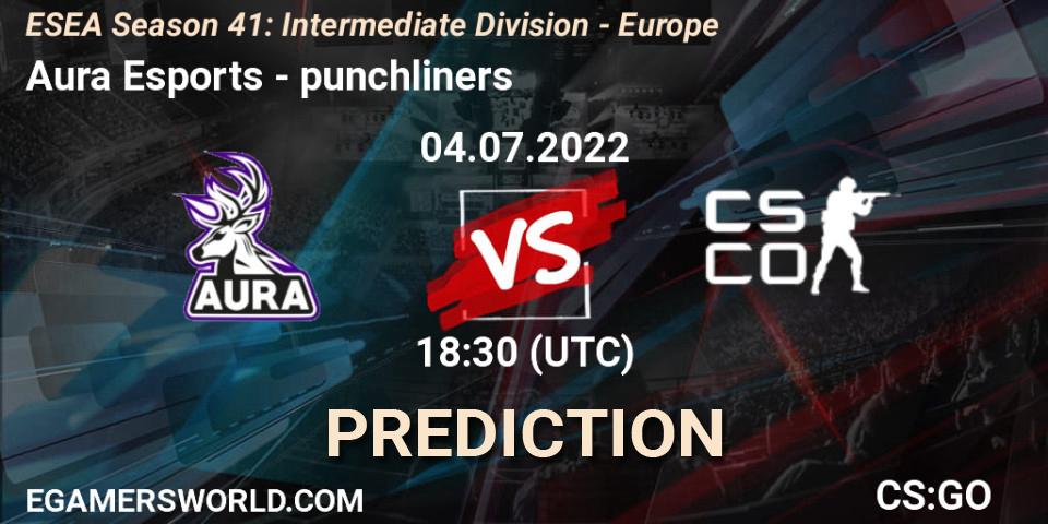 Aura Esports - punchliners: прогноз. 04.07.2022 at 18:30, Counter-Strike (CS2), ESEA Season 41: Intermediate Division - Europe