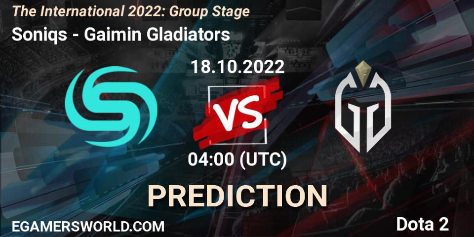 Soniqs - Gaimin Gladiators: прогноз. 18.10.2022 at 04:23, Dota 2, The International 2022: Group Stage