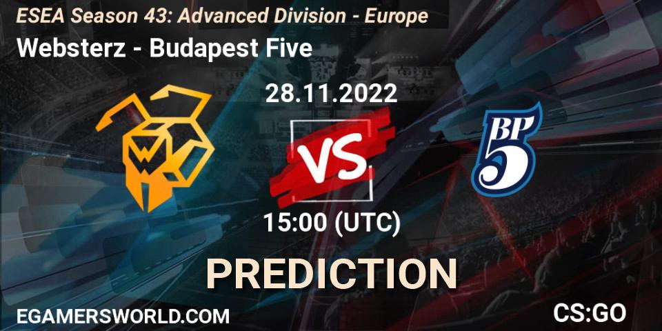 Websterz - Budapest Five: прогноз. 28.11.22, CS2 (CS:GO), ESEA Season 43: Advanced Division - Europe
