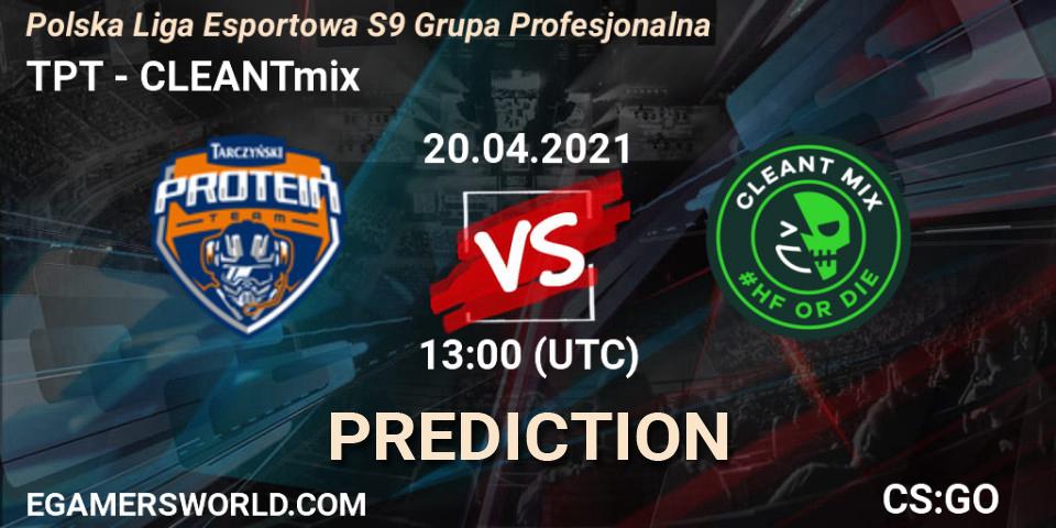TPT - CLEANTmix: прогноз. 20.04.2021 at 13:00, Counter-Strike (CS2), Polska Liga Esportowa S9 Grupa Profesjonalna