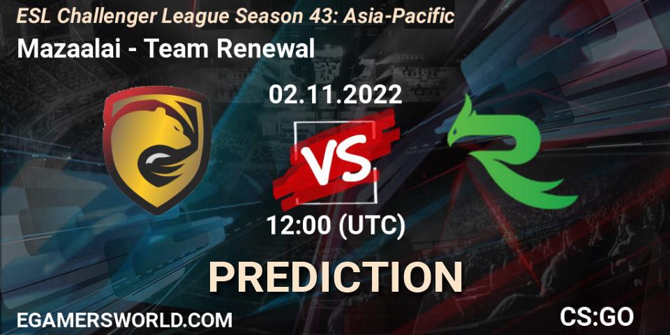 Mazaalai - Team Renewal: прогноз. 02.11.22, CS2 (CS:GO), ESL Challenger League Season 43: Asia-Pacific