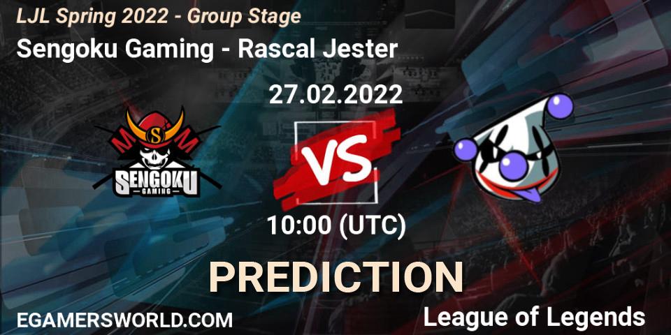 Sengoku Gaming - Rascal Jester: прогноз. 27.02.2022 at 10:00, LoL, LJL Spring 2022 - Group Stage