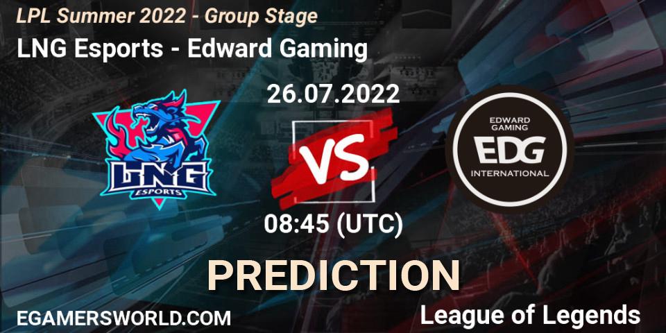 LNG Esports - Edward Gaming: прогноз. 26.07.2022 at 09:00, LoL, LPL Summer 2022 - Group Stage