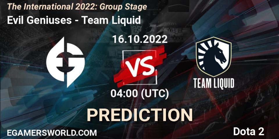 Evil Geniuses - Team Liquid: прогноз. 16.10.22, Dota 2, The International 2022: Group Stage
