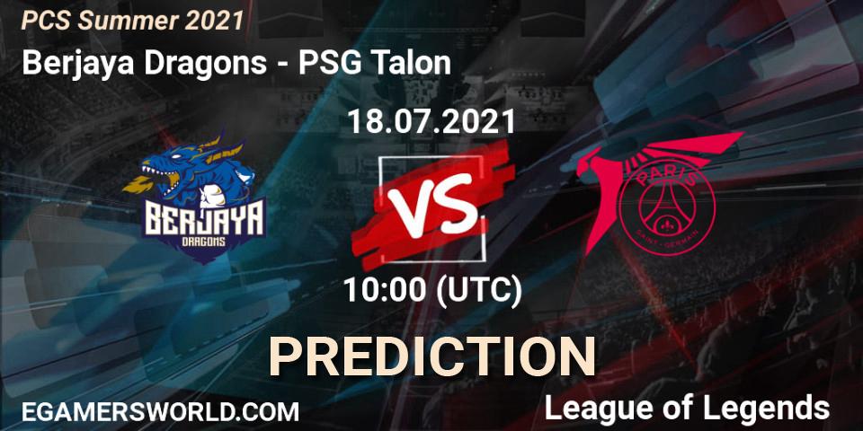 Berjaya Dragons - PSG Talon: прогноз. 18.07.2021 at 10:00, LoL, PCS Summer 2021