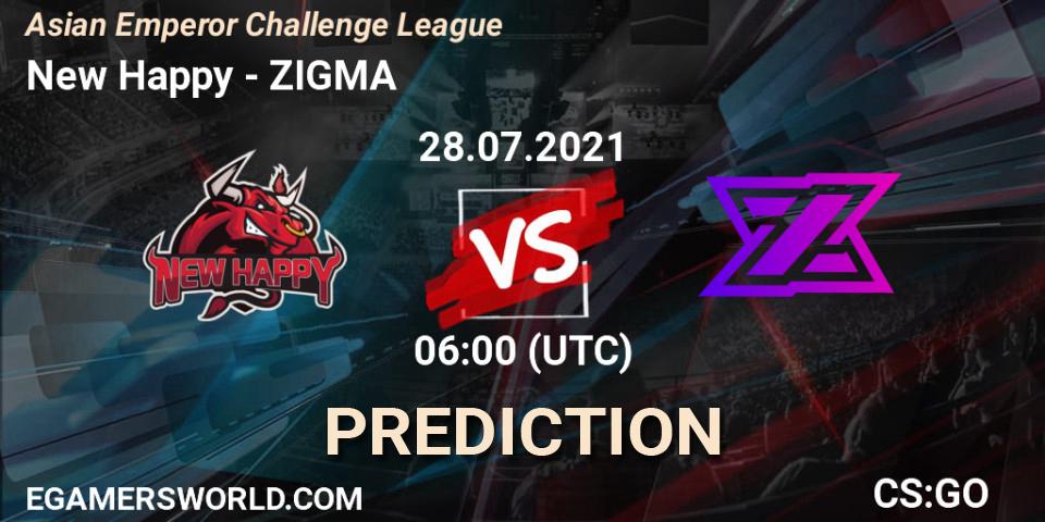 New Happy - ZIGMA: прогноз. 28.07.2021 at 06:00, Counter-Strike (CS2), Asian Emperor Challenge League