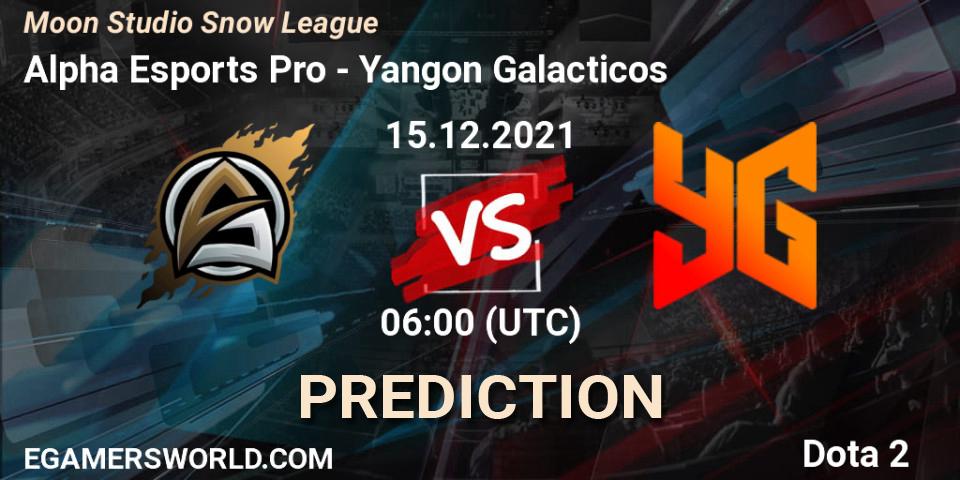 Alpha Esports Pro - Yangon Galacticos: прогноз. 15.12.2021 at 13:30, Dota 2, Moon Studio Snow League