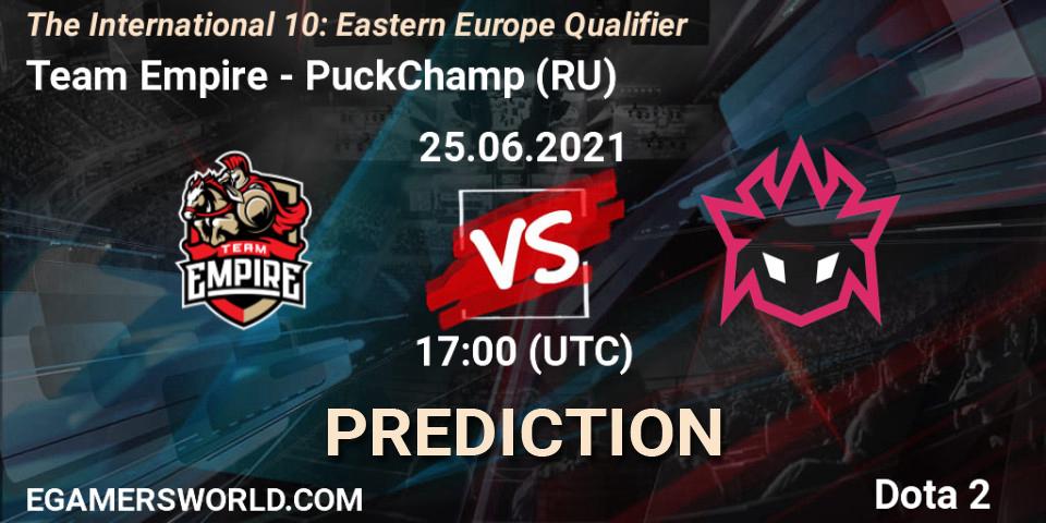 Team Empire - PuckChamp: прогноз. 25.06.2021 at 18:25, Dota 2, The International 10: Eastern Europe Qualifier