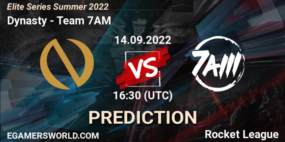 Dynasty - Team 7AM: прогноз. 14.09.2022 at 16:30, Rocket League, Elite Series Summer 2022