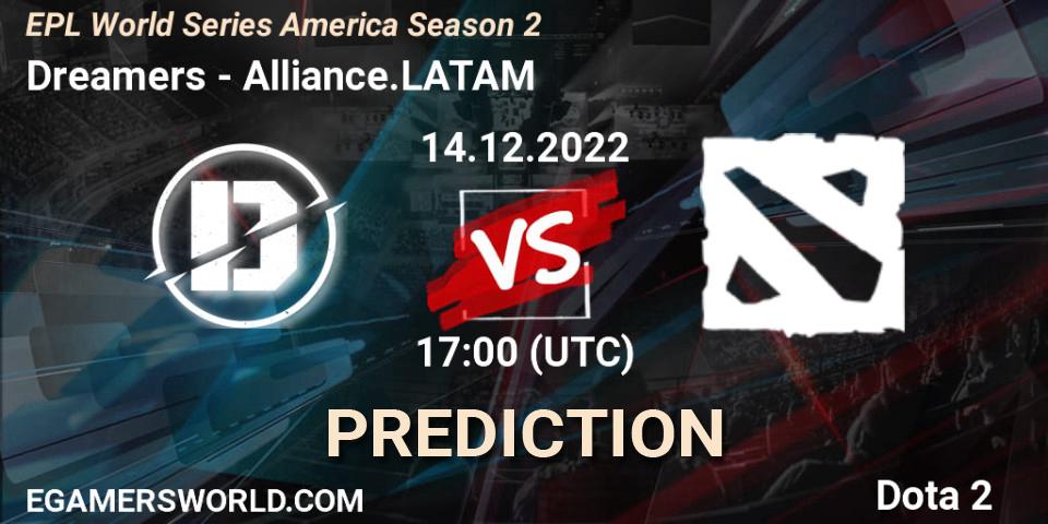Dreamers - Alliance.LATAM: прогноз. 14.12.2022 at 17:00, Dota 2, EPL World Series America Season 2