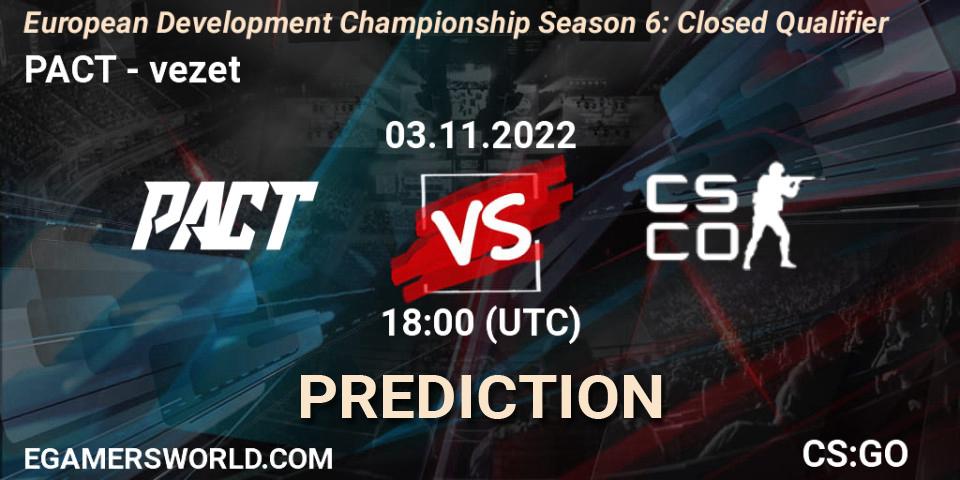 PACT - vezet: прогноз. 03.11.2022 at 18:00, Counter-Strike (CS2), European Development Championship Season 6: Closed Qualifier